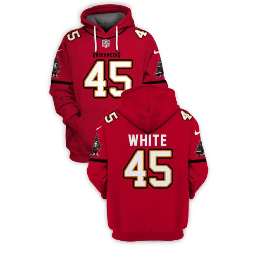 Men's Tampa Bay Buccaneers #45 Devin White 2021 Red Pullover Hoodie 