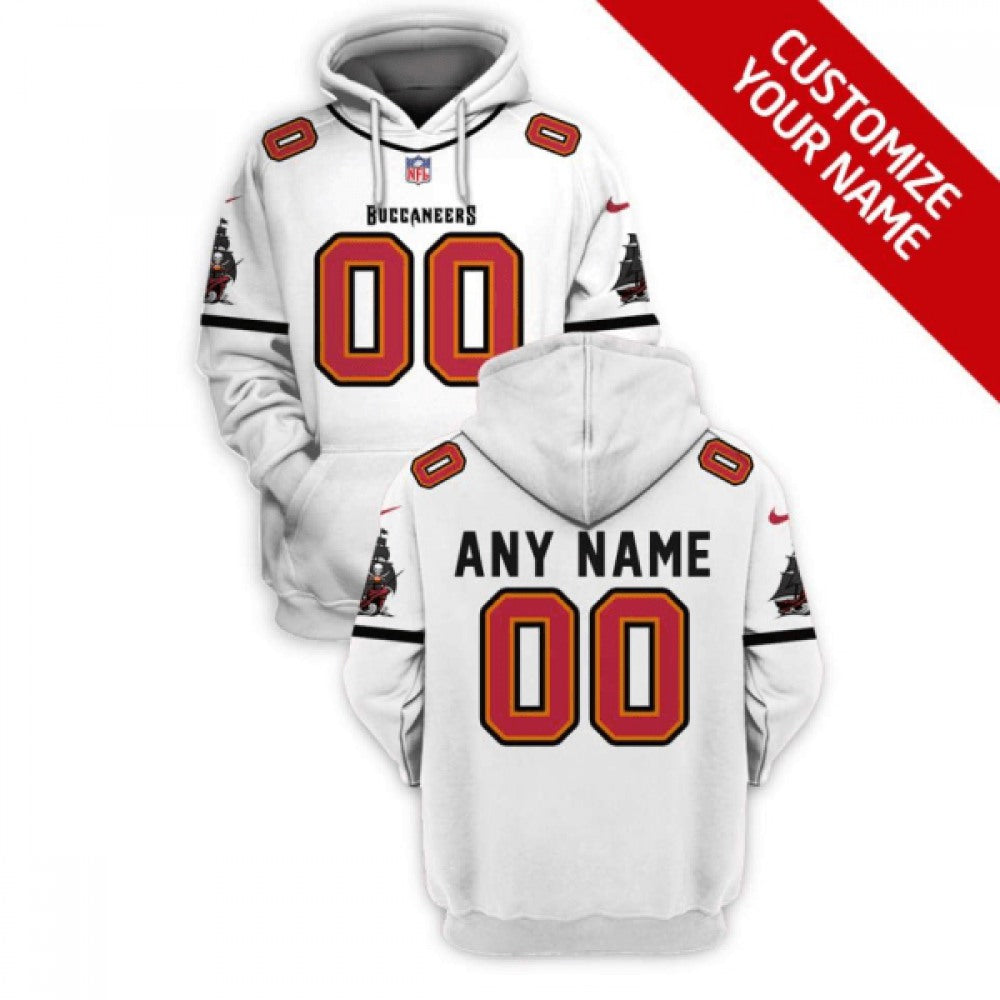 Men's Tampa Bay Buccaneers Active Player Custom 2021 White Pullover Hoodie 