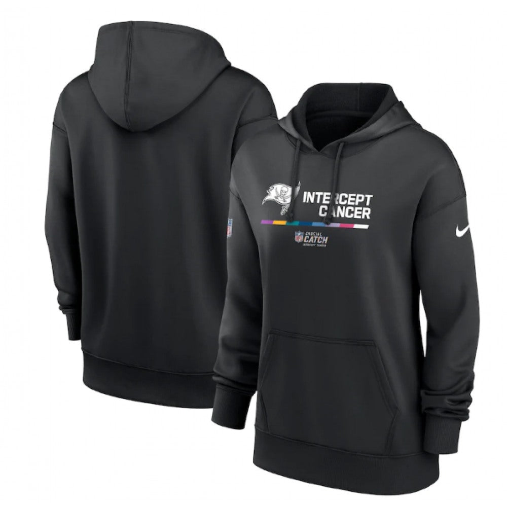 Women's Tampa Bay Buccaneers 2022 Black NFL Crucial Catch Therma Performance Pullover Hoodie(Run Small) 