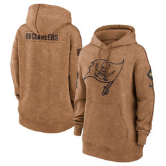 Women's Tampa Bay Buccaneers 2023 Brown Salute to Service Pullover Hoodie(Run Small) 