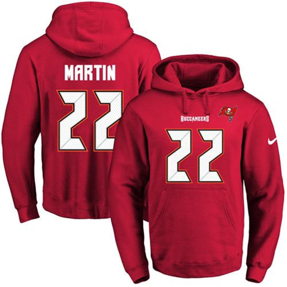 Buccaneers #22 Doug Martin Red Name & Number Pullover NFL Hoodie 