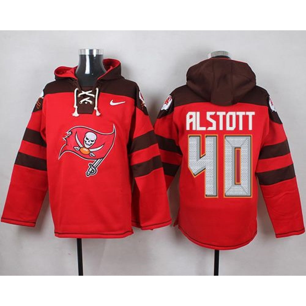 Buccaneers #40 Mike Alstott Red Player Pullover NFL Hoodie 