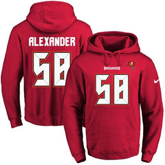 Buccaneers #58 Kwon Alexander Red Name & Number Pullover NFL Hoodie 