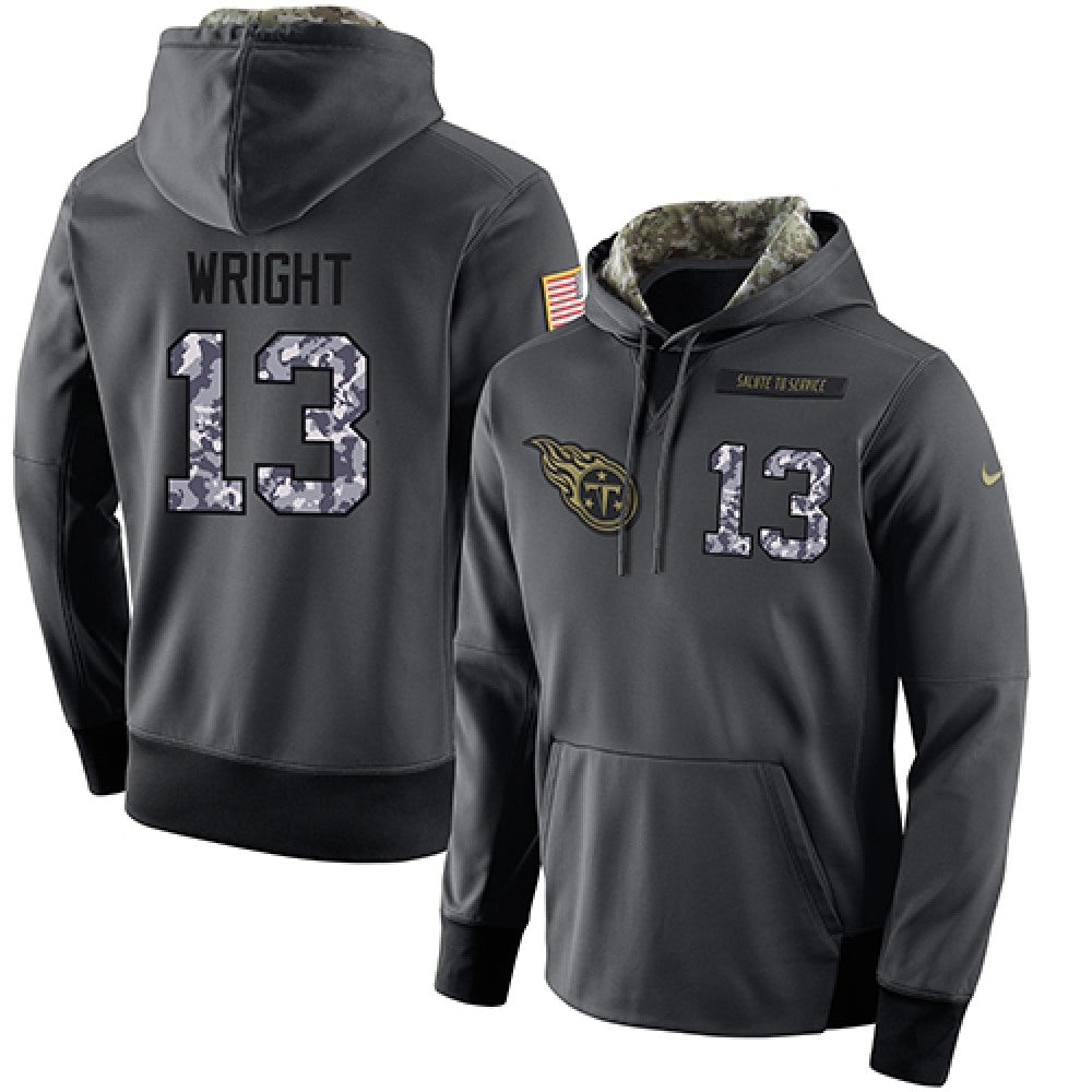 NFL Men's Tennessee Titans #13 Kendall Wright Stitched Black Anthracite Salute to Service Player Performance Hoodie 