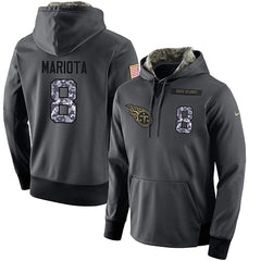 NFL Men's Tennessee Titans #8 Marcus Mariota Stitched Black Anthracite Salute to Service Player Performance Hoodie 