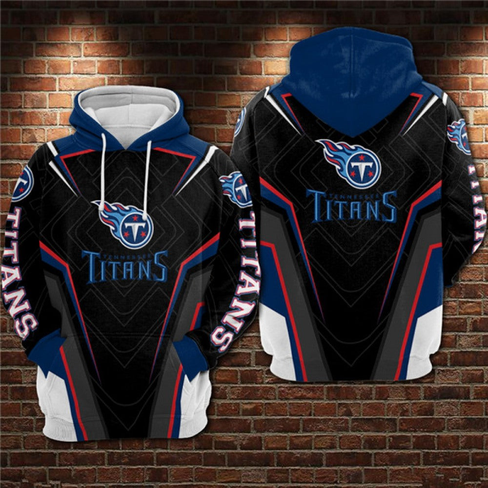 Men's Tennessee Titans Black/Blue 3D All Over Print Pullover Hoodie 