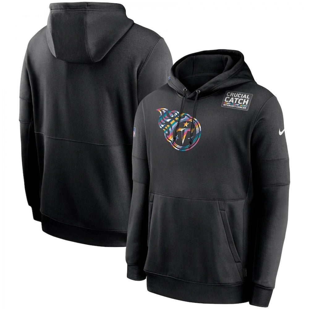 Men's Tennessee Titans 2020 Black Crucial Catch Sideline Performance Pullover Hoodie 