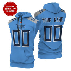 Men's Tennessee Titans Customized Blue Limited Edition Sleeveless Hoodie 