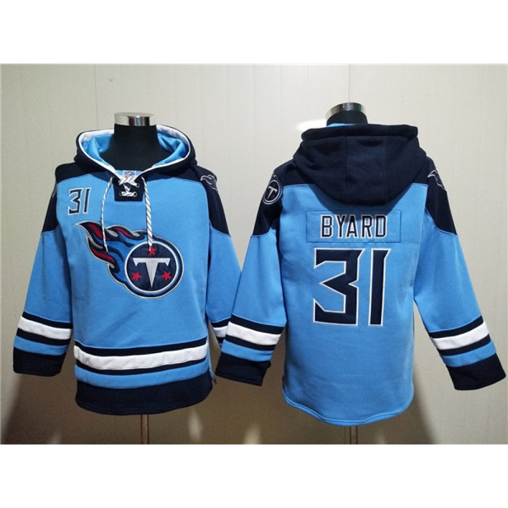 Men's Tennessee Titans #31 Kevin Byard Blue Lace-Up Pullover Hoodie 