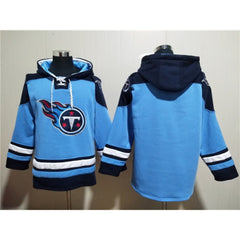 Men's Tennessee Titans Blank Blue Lace-Up Pullover Hoodie 