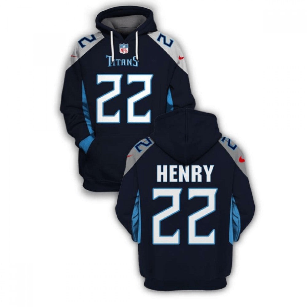 Men's Tennessee Titans #22 Derrick Henry 2021 Navy Pullover Hoodie 
