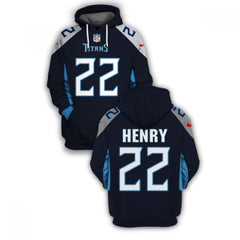 Men's Tennessee Titans #22 Derrick Henry 2021 Navy Pullover Hoodie 