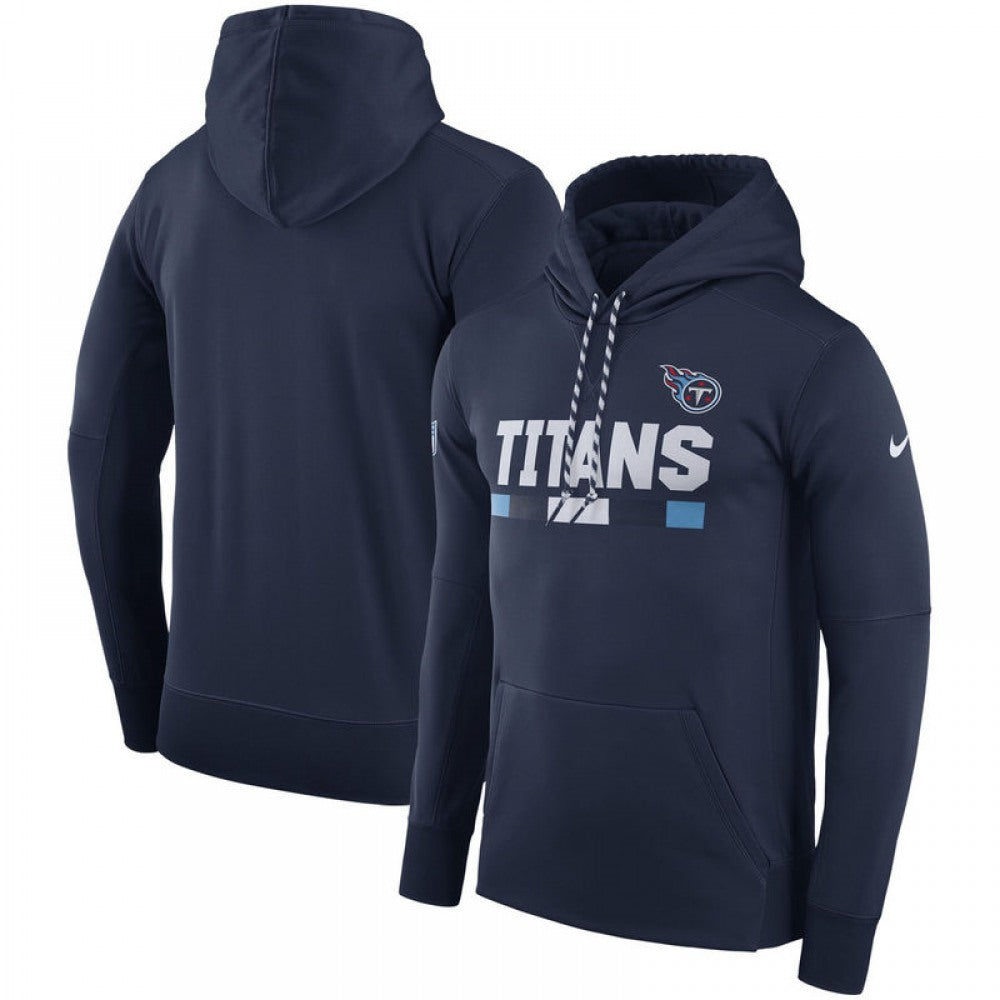 Men's Tennessee Titans Navy Sideline Team Name Performance Pullover Hoodie 
