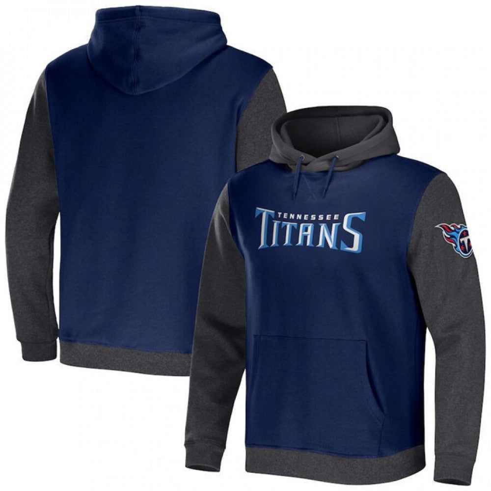 Men's Tennessee Titans x Darius Rucker Collection Navy/Charcoal Colorblock Pullover Hoodie 