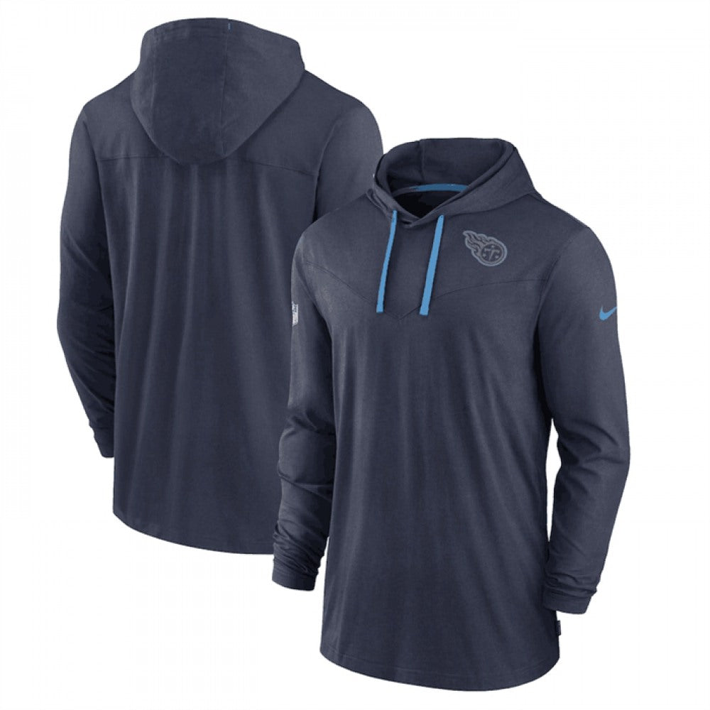 Men's Tennessee Titans Navy Sideline Pop Performance Pullover Long Sleeve Hoodie T-Shirt 