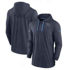 Men's Tennessee Titans Navy Sideline Pop Performance Pullover Long Sleeve Hoodie T-Shirt 