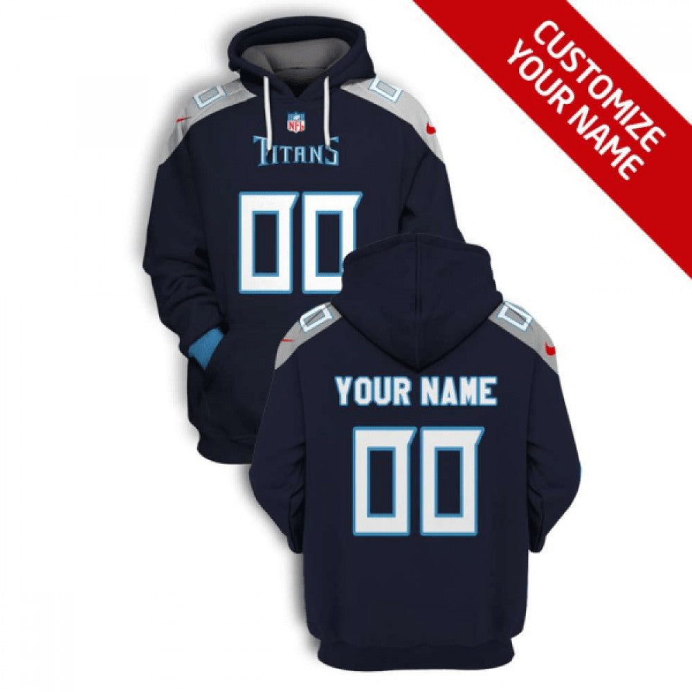 Men's Tennessee Titans Active Player Custom 2021 Navy Pullover Hoodie 
