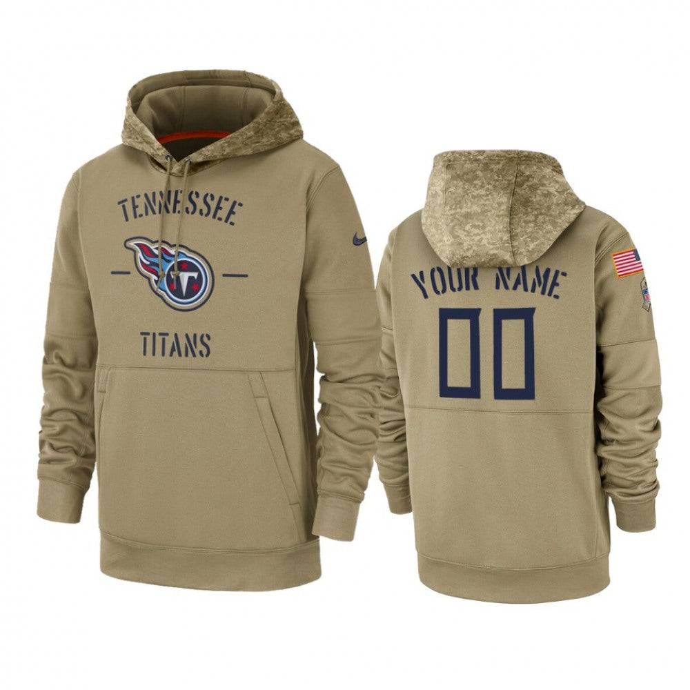 Men's Tennessee Titans Customized Tan 2019 Salute to Service Sideline Therma Pullover Hoodie 