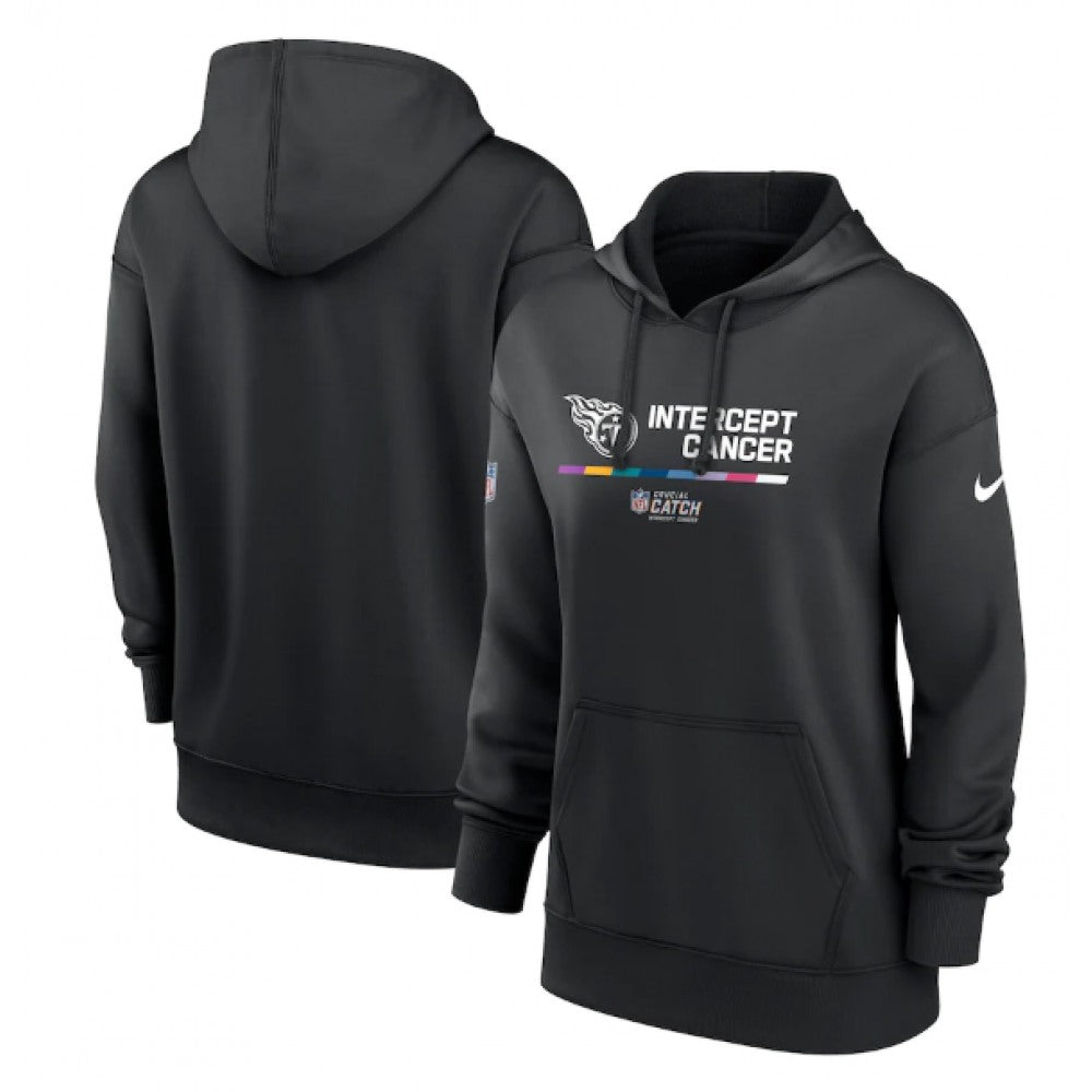 Women's Tennessee Titans 2022 Black NFL Crucial Catch Therma Performance Pullover Hoodie(Run Small) 