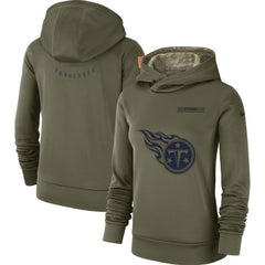 Women's Tennessee Titans Olive Salute to Service Team Logo Performance Pullover NFL Hoodie 