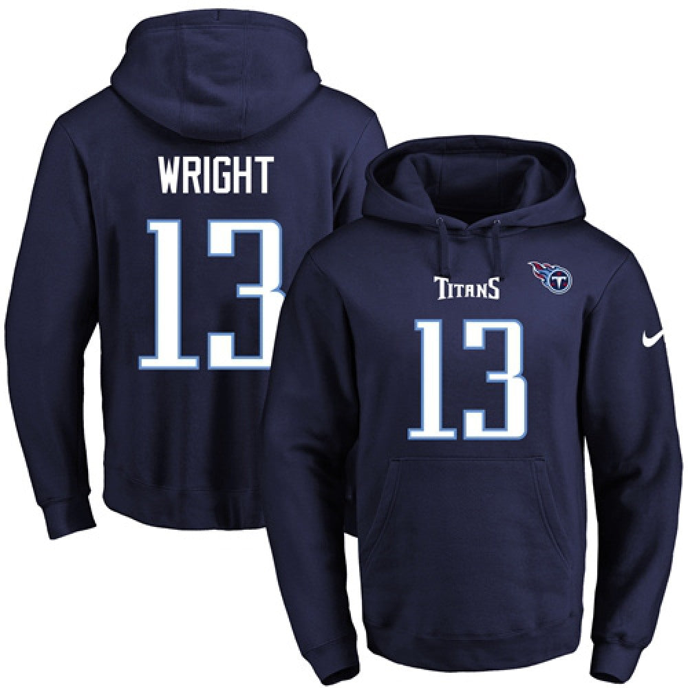 Titans #13 Kendall Wright Navy Blue Name & Number Pullover NFL Hoodie 
