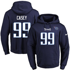Titans #99 Jurrell Casey Navy Blue Name & Number Pullover NFL Hoodie 