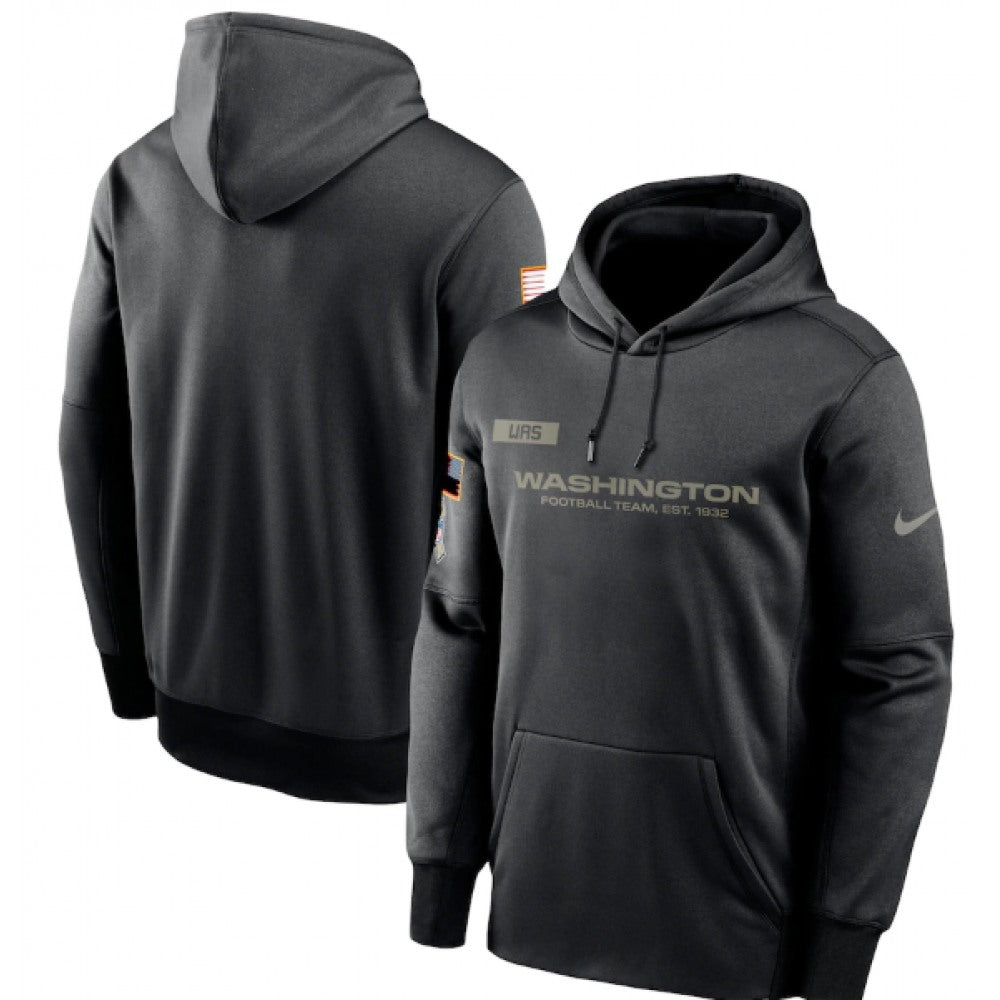 Men's Washington Football Team 2020 Black Salute to Service Sideline Performance Pullover Hoodie 
