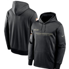 Men's Washington Football Team 2020 Black Salute to Service Sideline Performance Pullover Hoodie 