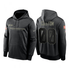 Men's Washington Football Team ACTIVE PLAYER Custom 2020 Black Salute to Service Sideline Performance Pullover Hoodie 