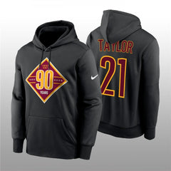 Men's Washington Commanders #21 Sean Taylor Black 90th Anniversary Performance Pullover Hoodie 