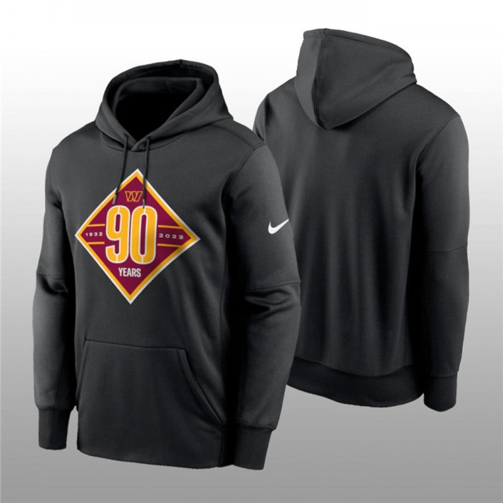 Men's Washington Commanders Blank Black 90th Anniversary Performance Pullover Hoodie 