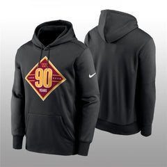 Men's Washington Commanders Blank Black 90th Anniversary Performance Pullover Hoodie 