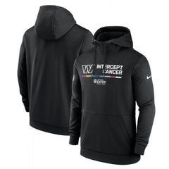 Men's Washington Commanders 2022 Black Crucial Catch Therma Performance Pullover Hoodie 