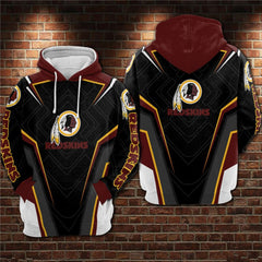 Men's Washington Commanders Black/Red 3D All Over Print Pullover Hoodie 