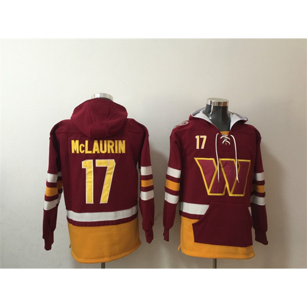 Men's Washington Commanders #17 Terry McLaurin Burgundy Lace-Up Pullover Hoodie 
