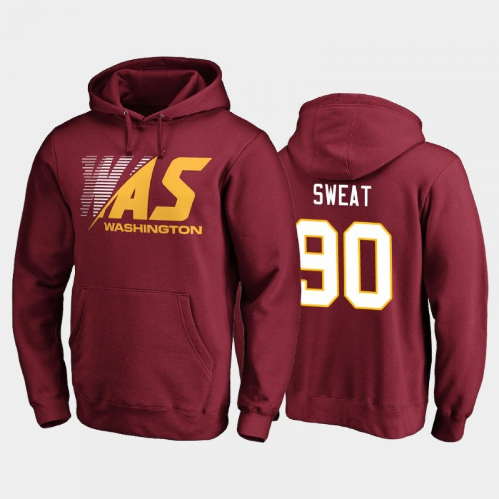 Men's Washington Football Team #90 Montez Sweat 2020 Burgundy Stealth Scanner Pullover Hoodie 