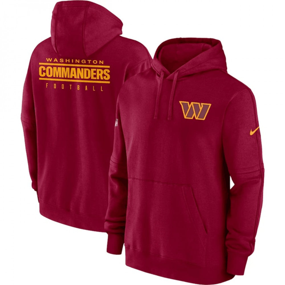 Men's Washington Commanders Burgundy Sideline Club Fleece Pullover Hoodie 