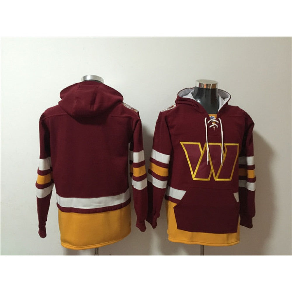 Men's Washington Commanders Blank Burgundy Lace-Up Pullover Hoodie 