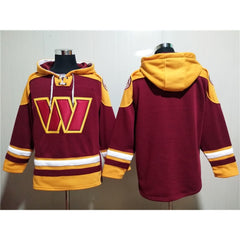 Men's Washington Commanders Blank Burgundy Lace-Up Pullover Hoodie 