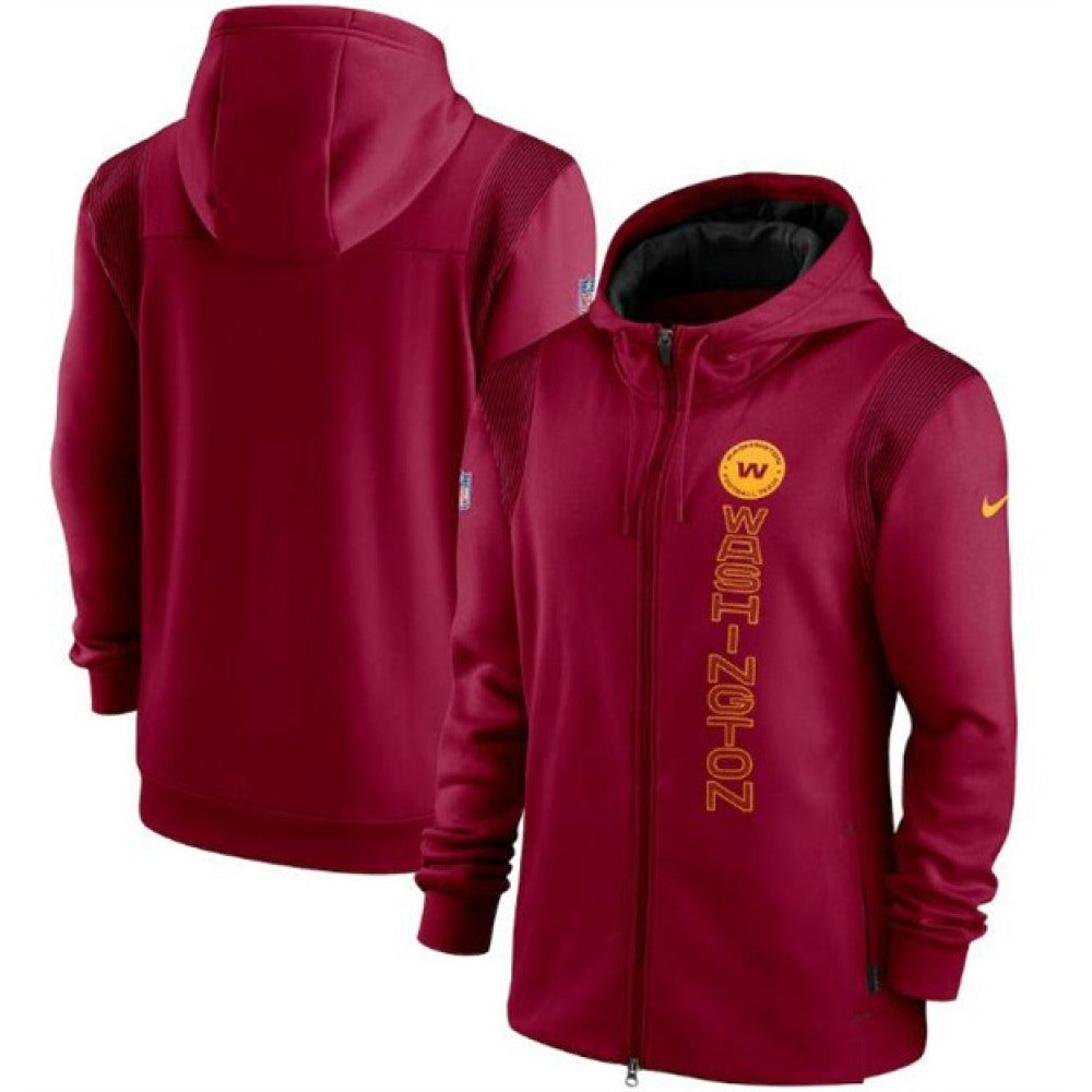 Men's Washington Football Team 2021 Burgundy Sideline Team Performance Full-Zip Hoodie 