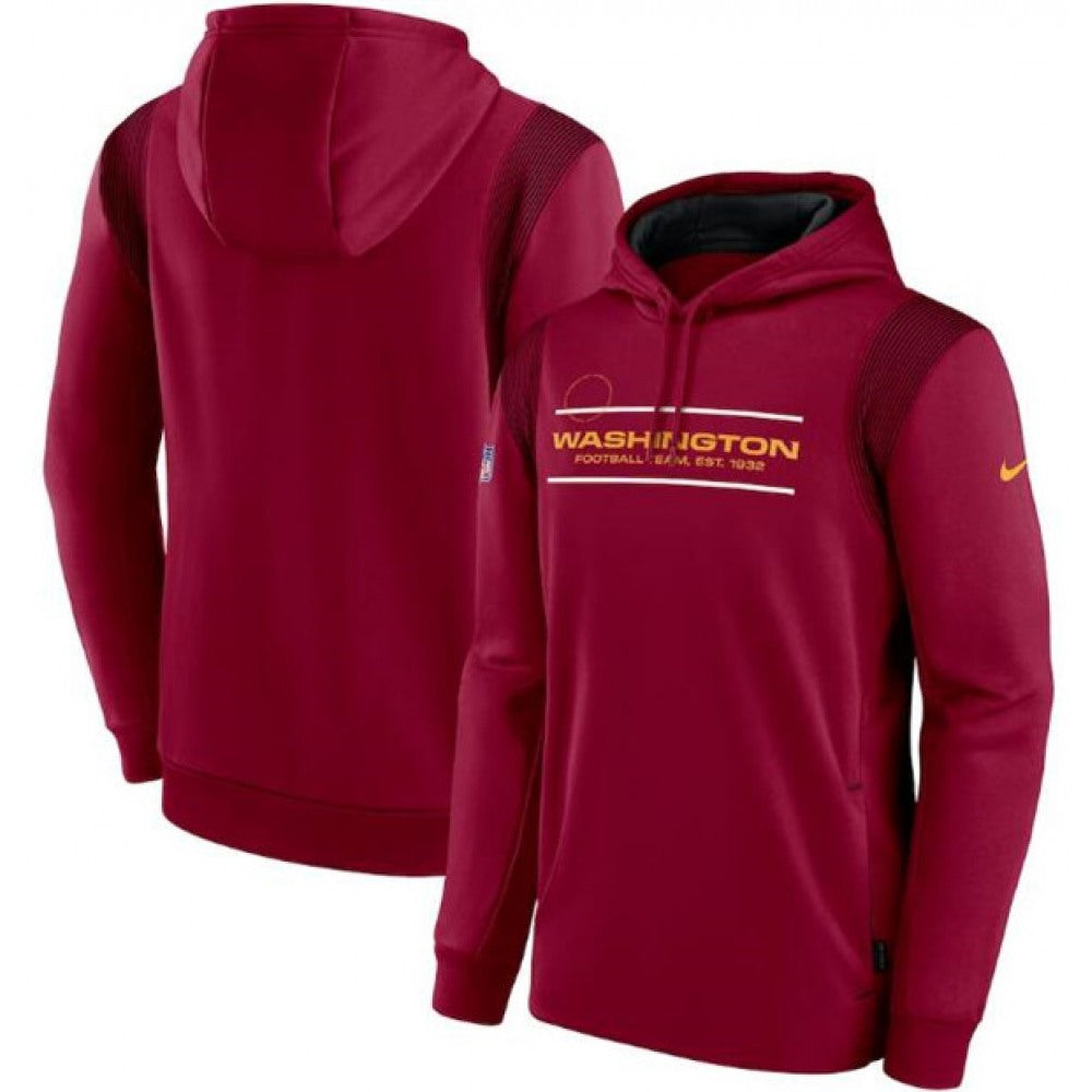 Men's Washington Football Team 2021 Burgundy Sideline Logo Performance Pullover Hoodie 