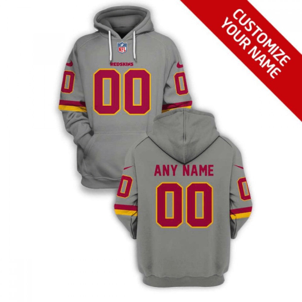 Men's Washington Football Team Active Player Custom 2021 Grey Pullover Hoodie 