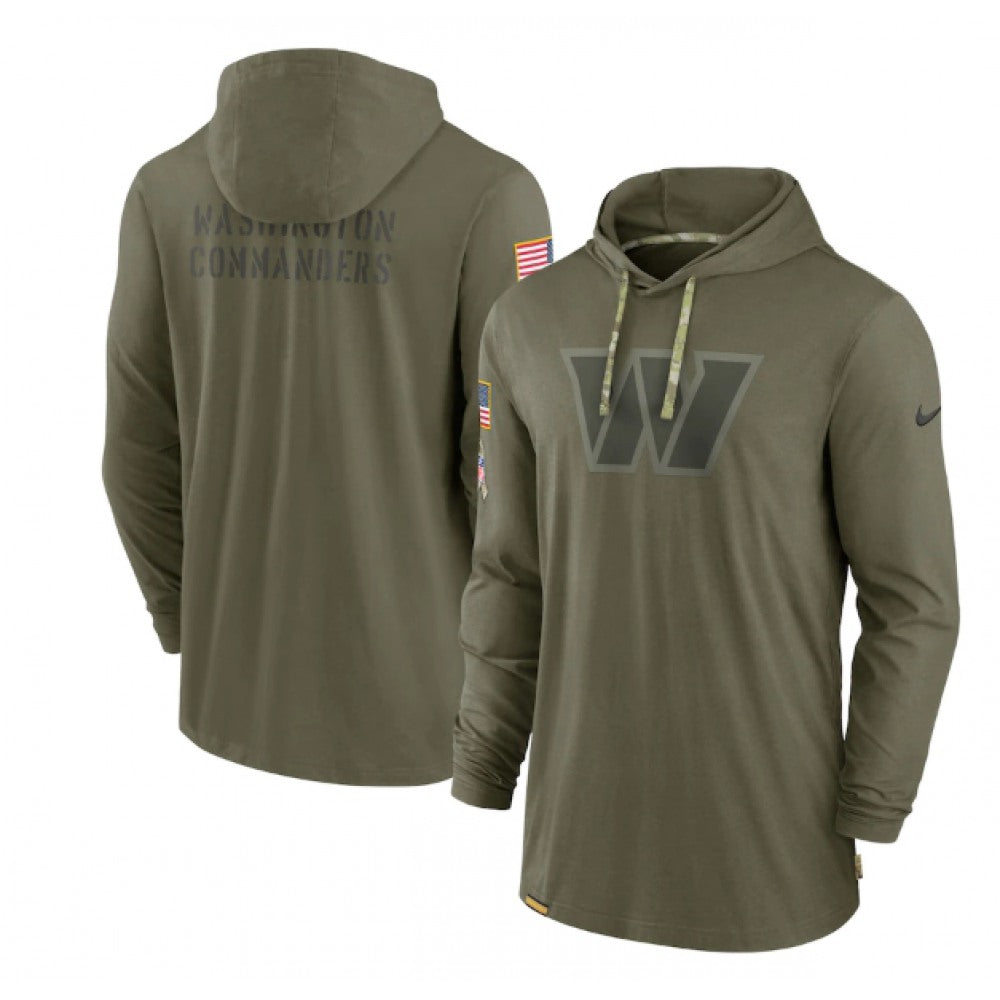 Men's Washington Commanders 2022 Olive Salute to Service Tonal Pullover Hoodie 