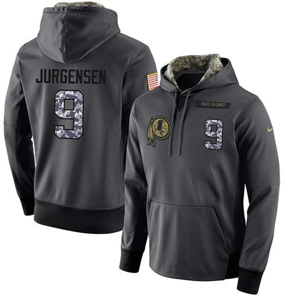 NFL Men's Washington Redskins #9 Sonny Jurgensen Stitched Black Anthracite Salute to Service Player Performance Hoodie 