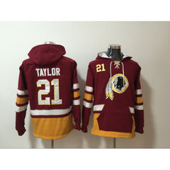 Men's Washington Redskins #21 Sean Taylor Burgundy Red All Stitched NFL Hoodie Sweatshirt 
