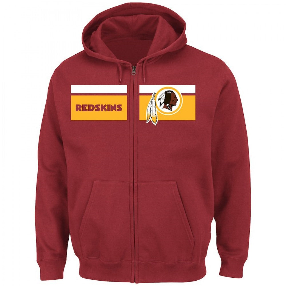 Men's Washington Redskins Burgundy Majestic Touchback Full-Zip NFL Hoodie 
