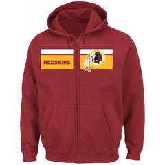 Men's Washington Redskins Burgundy Majestic Touchback Full-Zip NFL Hoodie 