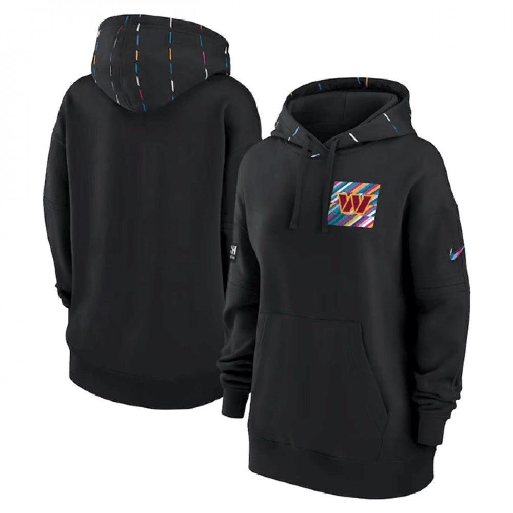 Women's Washington Commanders Black 2023 Crucial Catch Club Pullover Hoodie(Run Small) 