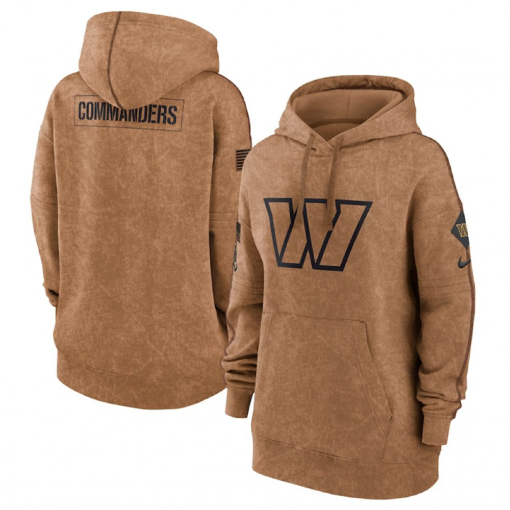 Women's Washington Commanders 2023 Brown Salute to Service Pullover Hoodie(Run Small) 