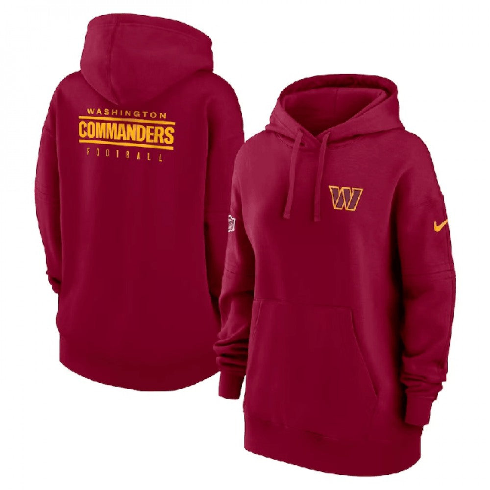 Women's Washington Commanders Burgundy Sideline Club Fleece Pullover Hoodie(Run Small) 